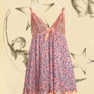 VINTAGE FLORAL MESH BABYDOLL LINGERIE 🌸